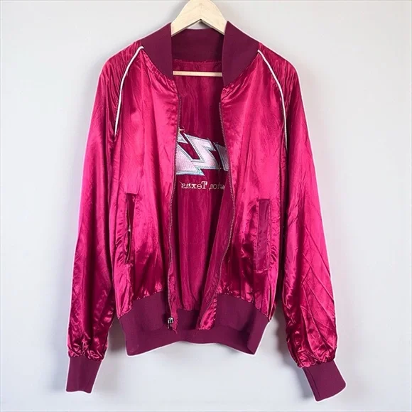 Vintage FIZZ Houston Texas Satin Bomber Jacket - Picture 5 of 6